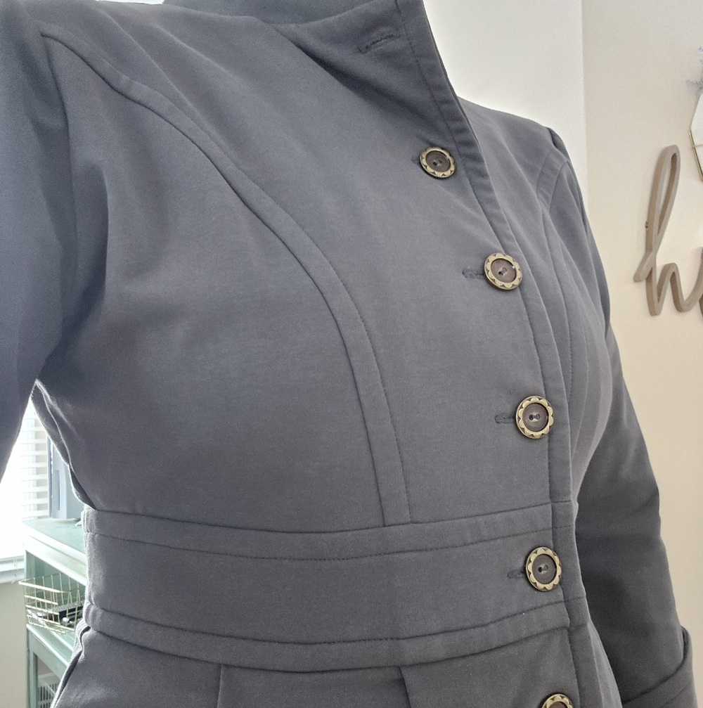 Matilda Jane Onyx Coat Secret Fields Mom Women’s Jacket Grey Military Sz Large - Picture 6 of 8